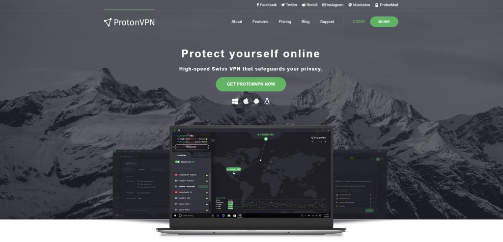 Proton VPN Schermata Iniziale